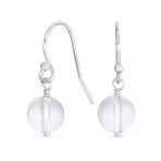 Simple Gemstone 8MM Bead Drop Ball Earrings Sterling Silver Birthstones Colors - Image 7