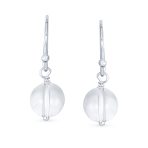 Simple Gemstone 8MM Bead Drop Ball Earrings Sterling Silver Birthstones Colors - Image 26