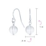 Simple Gemstone 8MM Bead Drop Ball Earrings Sterling Silver Birthstones Colors - Image 63