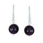 Simple Gemstone 8MM Bead Drop Ball Earrings Sterling Silver Birthstones Colors - Image 20