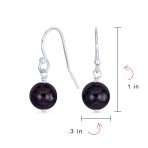 Simple Gemstone 8MM Bead Drop Ball Earrings Sterling Silver Birthstones Colors - Image 58
