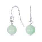 Simple Gemstone 8MM Bead Drop Ball Earrings Sterling Silver Birthstones Colors - Image 8