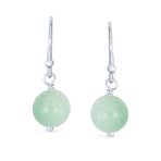 Simple Gemstone 8MM Bead Drop Ball Earrings Sterling Silver Birthstones Colors - Image 27