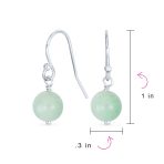 Simple Gemstone 8MM Bead Drop Ball Earrings Sterling Silver Birthstones Colors - Image 82