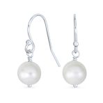 White Pink Black Freshwater Cultured Pearl Drop Ball Earrings Sterling Silver