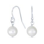 White Pink Black Freshwater Cultured Pearl Drop Ball Earrings Sterling Silver