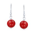 Simple Gemstone 8MM Bead Drop Ball Earrings Sterling Silver Birthstones Colors - Image 28