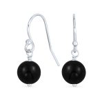 Simple Gemstone 8MM Bead Drop Ball Earrings Sterling Silver Birthstones Colors - Image 10