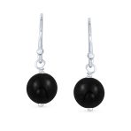 Simple Gemstone 8MM Bead Drop Ball Earrings Sterling Silver Birthstones Colors - Image 29