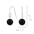 Simple Gemstone 8MM Bead Drop Ball Earrings Sterling Silver Birthstones Colors - Image 84