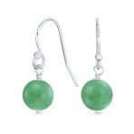 Simple Gemstone 8MM Bead Drop Ball Earrings Sterling Silver Birthstones Colors - Image 11