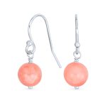 Simple Gemstone 8MM Bead Drop Ball Earrings Sterling Silver Birthstones Colors - Image 12