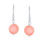 Simple Gemstone 8MM Bead Drop Ball Earrings Sterling Silver Birthstones Colors - Image 31