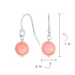 Simple Gemstone 8MM Bead Drop Ball Earrings Sterling Silver Birthstones Colors - Image 68