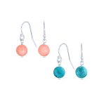 Set of 2 Natural Stone Bead Drop Earrings in Sterling Silver - Image 6