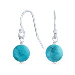 Simple Gemstone 8MM Bead Drop Ball Earrings Sterling Silver Birthstones Colors - Image 13