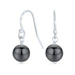Simple Gemstone 8MM Bead Drop Ball Earrings Sterling Silver Birthstones Colors - Image 14