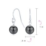 Simple Gemstone 8MM Bead Drop Ball Earrings Sterling Silver Birthstones Colors - Image 70