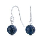 Simple Gemstone 8MM Bead Drop Ball Earrings Sterling Silver Birthstones Colors - Image 15