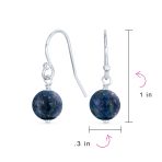 Set of 3 Drop Ball Earrings Onyx Amethyst Turquoise Lapis Lazuli Malachite Silver - Image 8