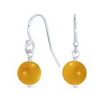 Simple Gemstone 8MM Bead Drop Ball Earrings Sterling Silver Birthstones Colors - Image 18