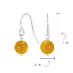 Simple Gemstone 8MM Bead Drop Ball Earrings Sterling Silver Birthstones Colors - Image 74