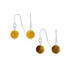 Set of 2 Natural Stone Bead Drop Earrings in Sterling Silver - Image 9