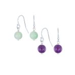 Set of 2 Natural Stone Bead Drop Earrings in Sterling Silver - Image 4