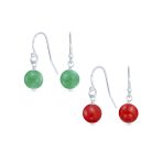 Set of 2 Natural Stone Bead Drop Earrings in Sterling Silver - Image 5