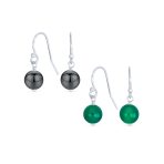 Set of 2 Natural Stone Bead Drop Earrings in Sterling Silver - Image 7