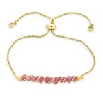 Set of 3 Pink Tourmaline, Aquamarine and Turquoise Bolo Bracelet Gold Plated - Image 2