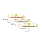 Set of 3 Pink Tourmaline, Aquamarine and Turquoise Bolo Bracelet Gold Plated - Image 4