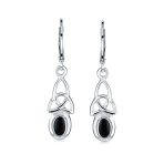 Celtic Knot Oval Natural Stones Dangle Earrings .925 Sterling Silver - Image 7