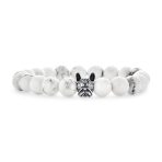 Pet Charm Frenchie French Bull Dog White Howlite Bead Stretch Bracelet
