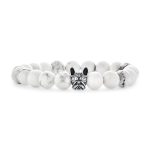 Pet Charm Frenchie French Bull Dog White Howlite Bead Stretch Bracelet