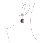 Elegant Dangle Gemstone Earrings with Dusty Rose Crystal & Amethyst Gold Plated - Image 3