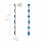 Geometric MOD Blue Opal Dangle Gemstone Earrings Sterling Silver 2 Inch - Image 3