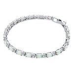 Solitaire Round Created Opal Tennis Bracelet Sterling Silver - Image 9