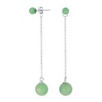 Simple Gemstone Dangle Earrings with Black Onyx or Green Jade in Sterling Silver - Image 2
