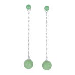 Simple Gemstone Dangle Earrings with Black Onyx or Green Jade in Sterling Silver - Image 4