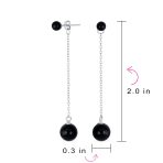 Simple Gemstone Dangle Earrings with Black Onyx or Green Jade in Sterling Silver - Image 7
