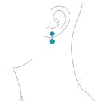 Classic Dangle Gemstone Earrings Aegean Teal Jade Double Round Sterling Silver - Image 6