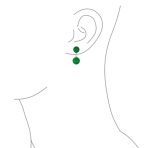 Classic Dangle Gemstone Earrings Aegean Teal Jade Double Round Sterling Silver - Image 5