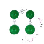 Classic Dangle Gemstone Earrings Aegean Teal Jade Double Round Sterling Silver - Image 7