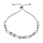 Gemstone Iridescent Opal Tennis Bracelet Rose Gold Sterling Silver 7" Adjustable - Image 3