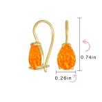 Orange White Teardrop Opal Drop Earrings Gold Plated Silver Fish Hook - Image 8