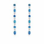 Geometric MOD Blue Opal Dangle Gemstone Earrings Sterling Silver 2 Inch - Image 2