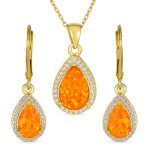 Bridal Necklace with CZ Accent and Opal Teardrop Pendant in Sterling Silver - Image 3
