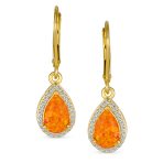 Estate Style Halo CZ Teardrop Solitaire White Opal Drop Earrings Sterling Silver - Image 3