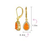 Estate Style Halo CZ Teardrop Solitaire White Opal Drop Earrings Sterling Silver - Image 7
